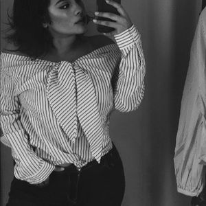 H&M Off the shoulder stripped top